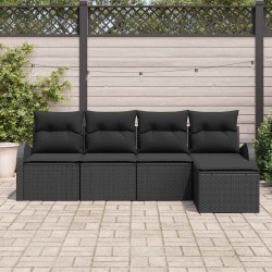 Ensemble de canapé de jardin 5 pcs Noir polyrotin 518728518728