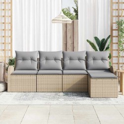 Ensemble de canapé de jardin 5 pcs Beige polyrotin 518731518731