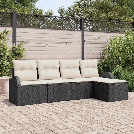 Ensemble de canapé de jardin 5 pcs Noir polyrotin 518735518735