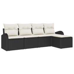 Ensemble de canapé de jardin 5 pcs Noir polyrotin 518735518735