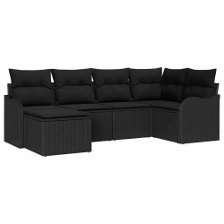 Ensemble de canapé de jardin 6 pcs Noir polyrotin 518737518737