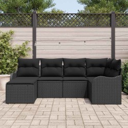Ensemble de canapé de jardin 6 pcs Noir polyrotin 518737518737