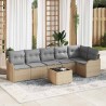 Ensemble de canapé de jardin 7 pcs Beige polyrotin 518738518738