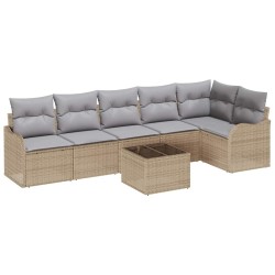 Ensemble de canapé de jardin 7 pcs Beige polyrotin 518738518738