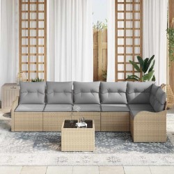 Ensemble de canapé de jardin 7 pcs Beige polyrotin 518738518738
