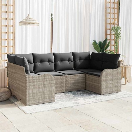 Ensemble de canapé de jardin 6 pcs Gris clair Poly rotin 518739518739