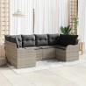 Ensemble de canapé de jardin 6 pcs Gris clair Poly rotin 518739518739