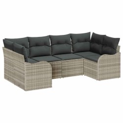 Ensemble de canapé de jardin 6 pcs Gris clair Poly rotin 518739518739
