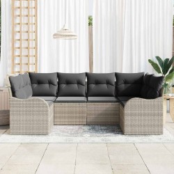Ensemble de canapé de jardin 6 pcs Gris clair Poly rotin 518739518739