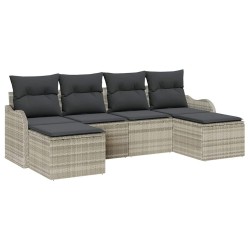 Ensemble de canapé de jardin 6 pcs Gris clair Poly rotin 518741518741