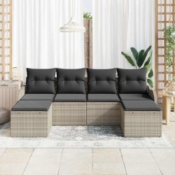 Ensemble de canapé de jardin 6 pcs Gris clair Poly rotin 518741518741