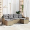 Ensemble de canapé de jardin 6 pcs Beige Poly rotin 518742518742
