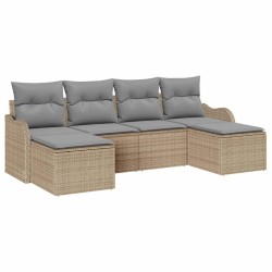 Ensemble de canapé de jardin 6 pcs Beige Poly rotin 518742518742