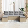 Ensemble de canapé de jardin 6 pcs Beige Poly rotin 518742518742