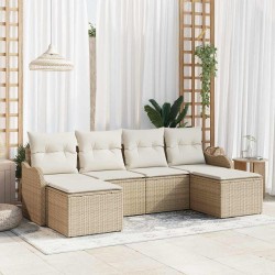 Ensemble de canapé de jardin 6 pcs Beige Poly rotin 518743518743