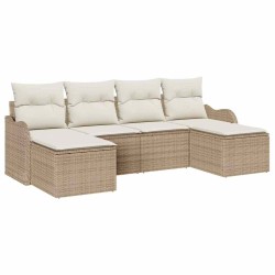 Ensemble de canapé de jardin 6 pcs Beige Poly rotin 518743518743