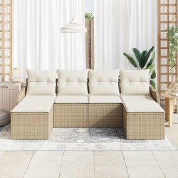 Ensemble de canapé de jardin 6 pcs Beige Poly rotin 518743518743
