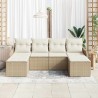 Ensemble de canapé de jardin 6 pcs Beige Poly rotin 518743518743