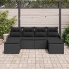 Ensemble de canapé de jardin avec coussin 6 pcs Noir Poly rotin 518744518744