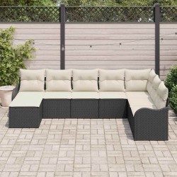 Ensemble de canapé de jardin Noir polyrotin 518746518746