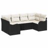 Ensemble de canapé de jardin avec coussin 6 pcs Noir Poly rotin 518747518747