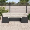 Ensemble de canapé de jardin avec coussin 6 pcs Noir Poly rotin 518747518747