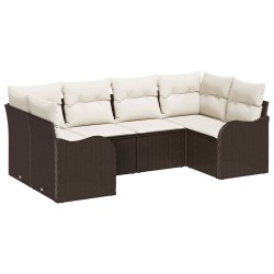 Ensemble de canapé de jardin 6 pcs Marron Poly rotin 518748518748