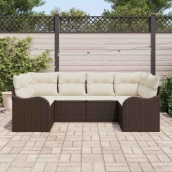 Ensemble de canapé de jardin 6 pcs Marron Poly rotin 518748518748