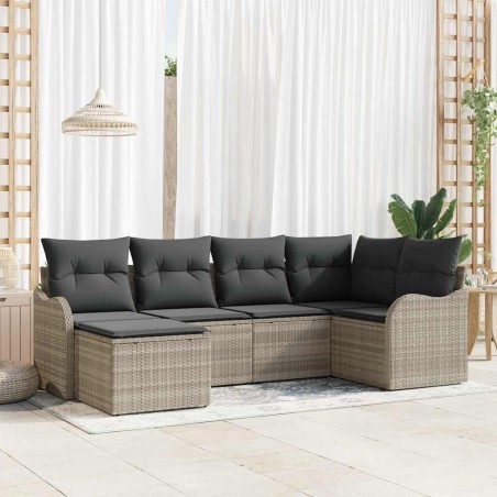 Ensemble de canapé de jardin 6 pcs Gris clair Poly rotin 518751518751