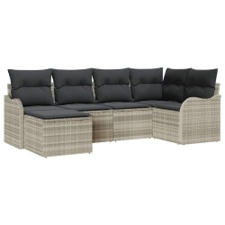 Ensemble de canapé de jardin 6 pcs Gris clair Poly rotin 518751518751