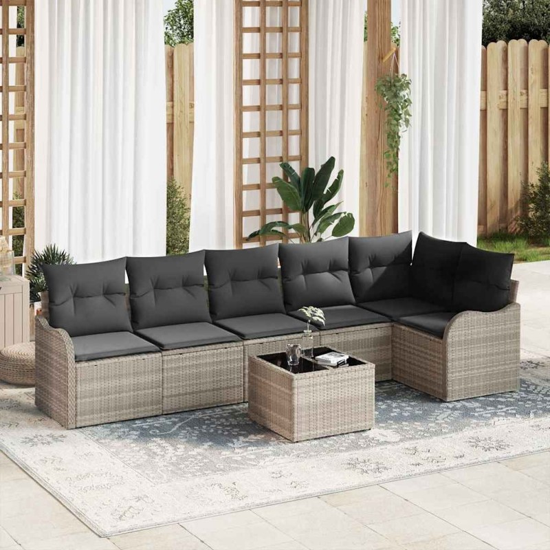 Ensemble de canapé de jardin Gris clair polyrotin 518752518752