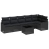 Ensemble de canapé de jardin 7 pcs Noir polyrotin 518753518753
