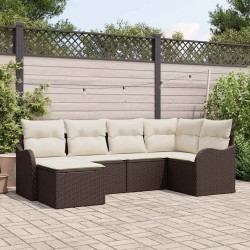 Ensemble de canapé de jardin 6 pcs Marron Poly rotin 518755518755