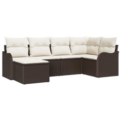 Ensemble de canapé de jardin 6 pcs Marron Poly rotin 518755518755