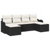 Ensemble de canapé de jardin avec coussin 6 pcs Noir Poly rotin 518756518756