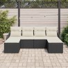 Ensemble de canapé de jardin avec coussin 6 pcs Noir Poly rotin 518756518756