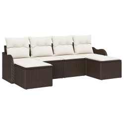 Ensemble de canapé de jardin 6 pcs Marron Poly rotin 518758518758
