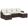 Ensemble de canapé de jardin 6 pcs Marron Poly rotin 518758518758