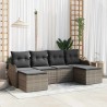 Ensemble de canapé de jardin avec coussin 6 pcs Gris Poly rotin 518759518759