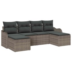 Ensemble de canapé de jardin avec coussin 6 pcs Gris Poly rotin 518759518759