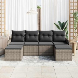 Ensemble de canapé de jardin avec coussin 6 pcs Gris Poly rotin 518759518759