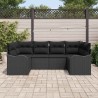 Ensemble de canapé de jardin avec coussin 6 pcs Noir Poly rotin 518760518760