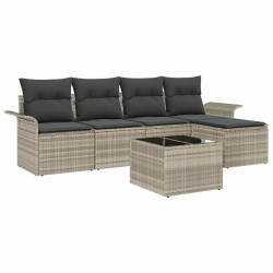 Canapé d’extérieur avec coussin 6 pcs Gris clair polyrotin 518765518765