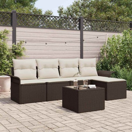 Canapé d’extérieur avec coussin 6 pcs Marron polyrotin 518766518766