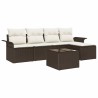 Canapé d’extérieur avec coussin 6 pcs Marron polyrotin 518766518766