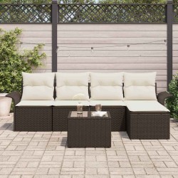 Canapé d’extérieur avec coussin 6 pcs Marron polyrotin 518766518766