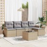 Canapé d’extérieur avec coussin 6 pcs Beige polyrotin 518768518768