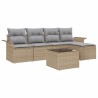 Canapé d’extérieur avec coussin 6 pcs Beige polyrotin 518768518768
