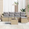 Canapé d’extérieur avec coussin 6 pcs Beige polyrotin 518768518768
