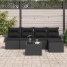 Canapé d’extérieur avec coussin 6 pcs Noir polyrotin 518769518769